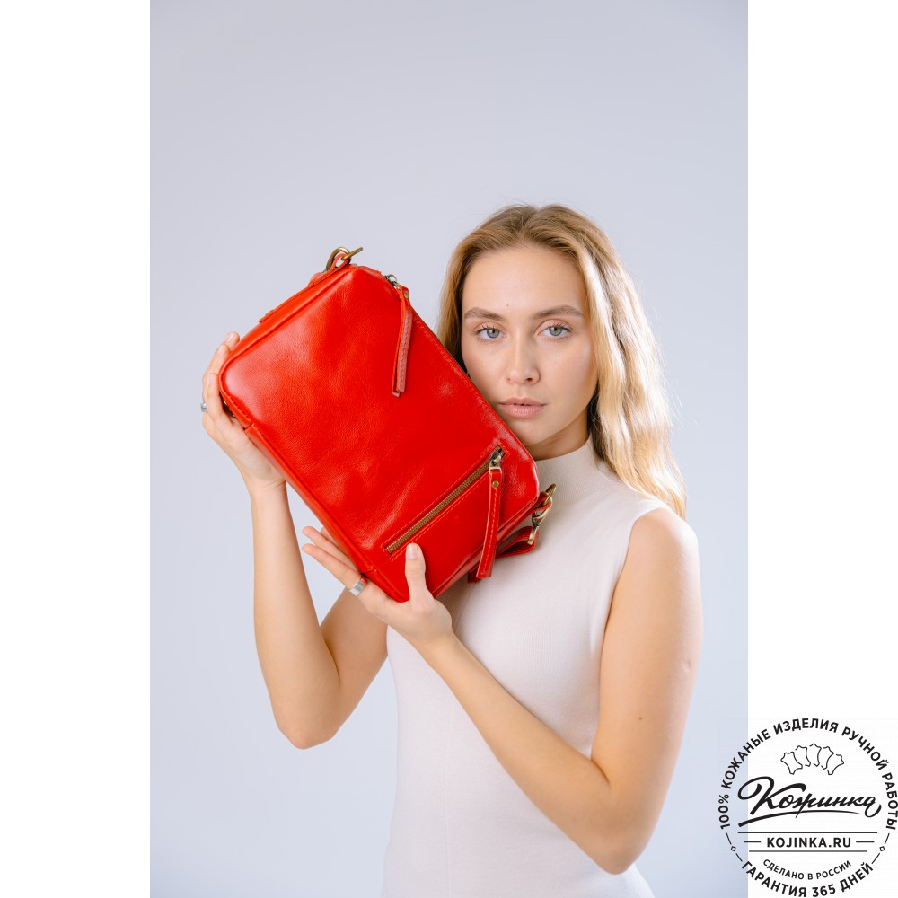 Женская кожаная сумка "Агата" (красная)